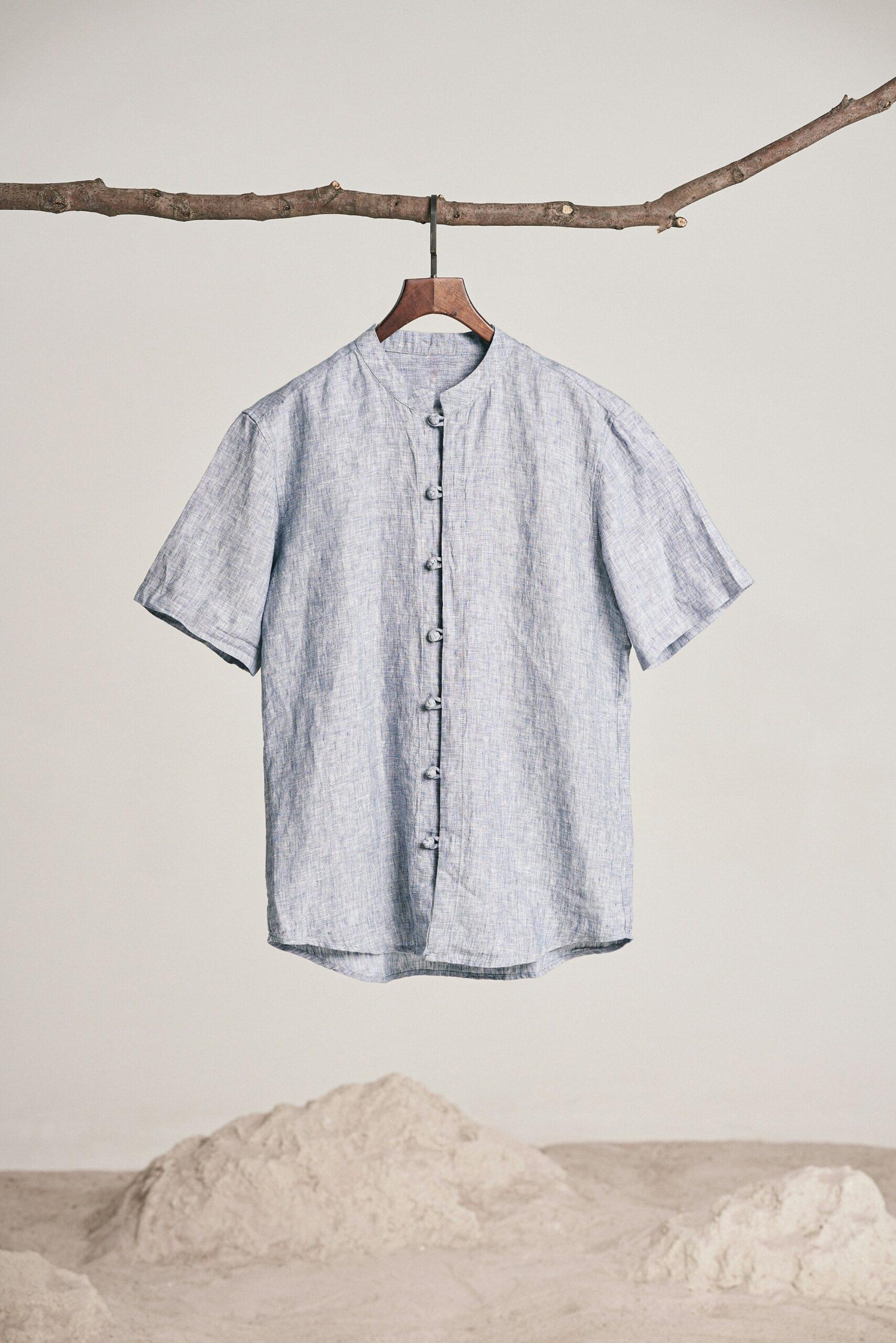DRIFTSLAY-MANDARIN COLLAR T-SHIRT